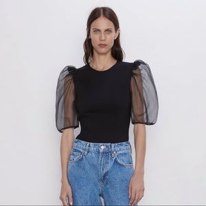 Zara Organza Sleeve Top